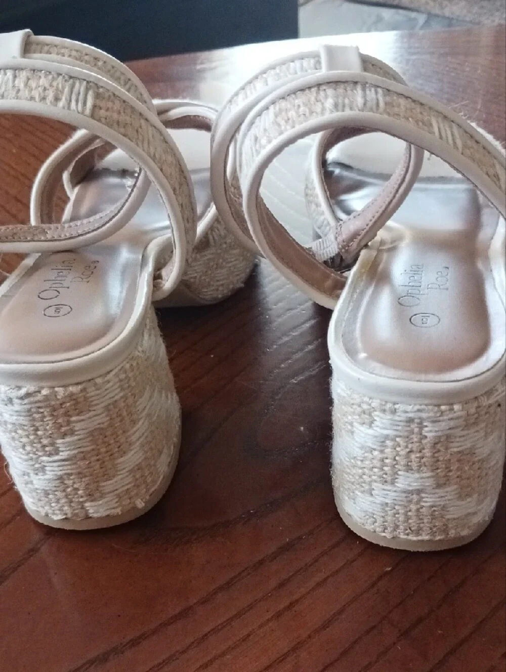 Women's Cream Woven Platform Sandals
